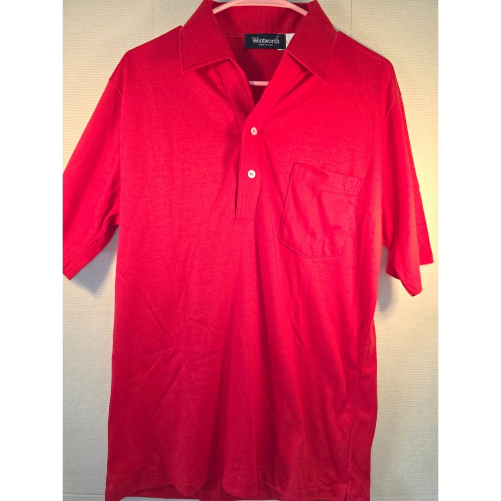 Wentworth Mens Red Short Sleeve Polo Shirt Vintage Made in USA Size L Pocket